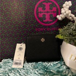 Authentic Tory Burch Emerson Mini Wallet Black/101